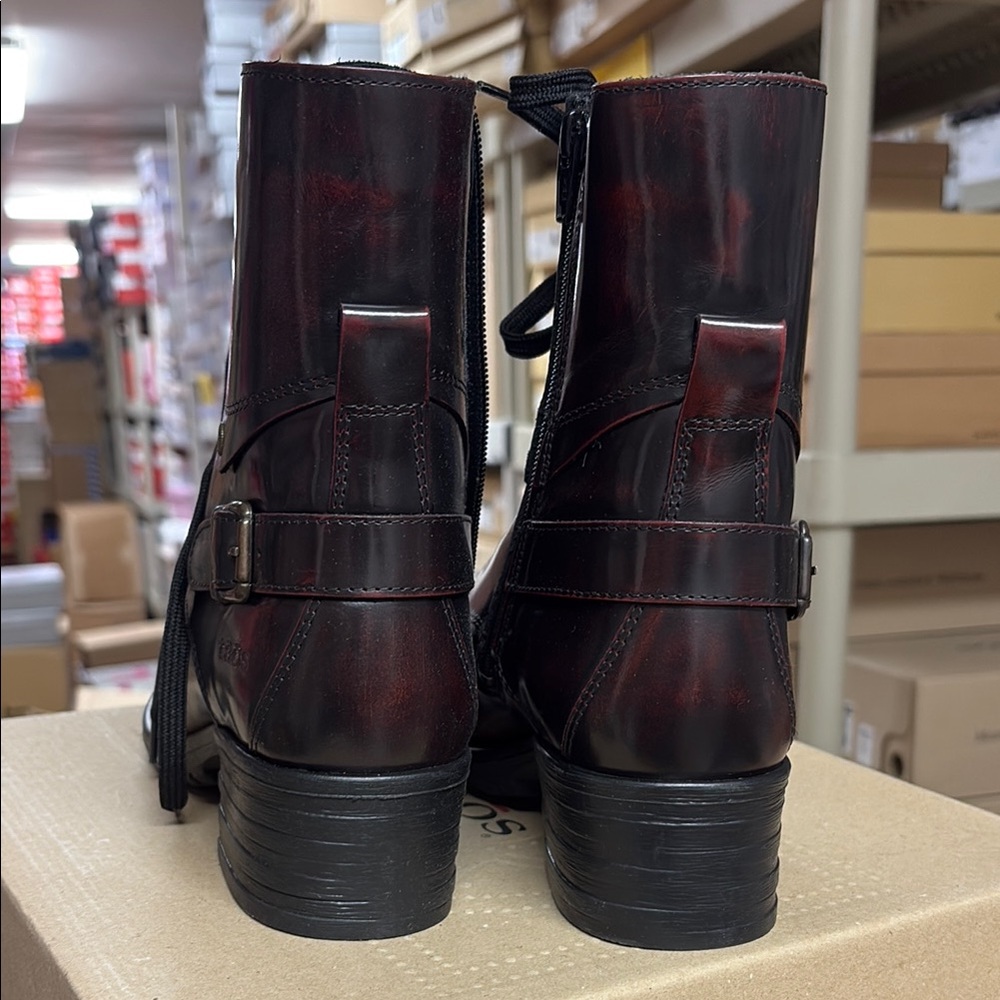 Taos Footwear Women's Dark Red Combat Boots - Picture 2 of 4
